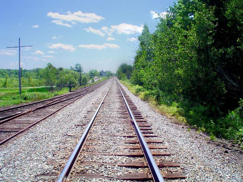 Photo of Looking South Down the MEC Main Line at Burnham Junction, ME