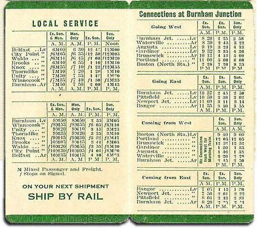 Photo of B&ML Four Panel  Public Pocket Timetable (inside) - April, 1944