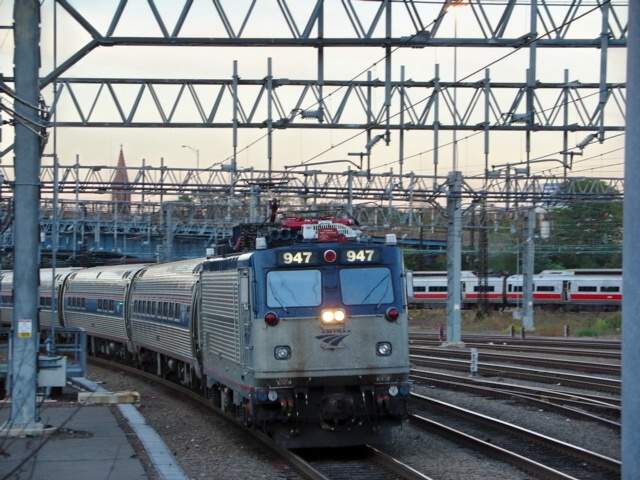 Photo of Washington,D.C.Bound Amtrak Regional Train arriving in New Haven,Ct.