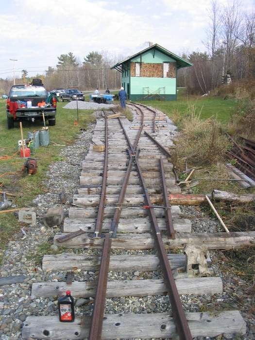 Photo of WW&F mainline and siding, Albion Maine