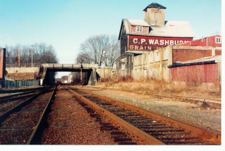 Photo of CP Washburn grain mill Middleboro MA. Fall of 1992