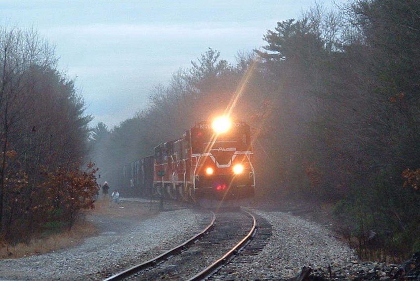Photo of PW test coal train approaching State Line Crossing Monson Ma