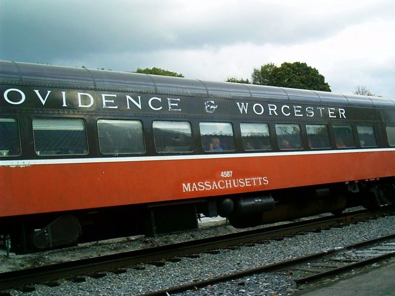 Photo of Providence & Worcester Massachusetts passenger car in Putnam, Connecticut.