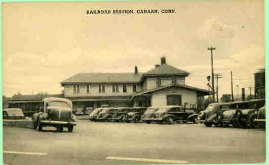 Photo of Post card view of Cannan, CT depot backside