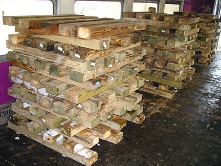 Photo of Landscape timbers were sawed in half