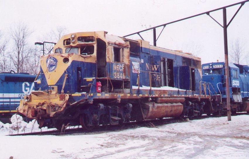 Photo of Wrecked NECR 3846 sitting in St. Albans, VT