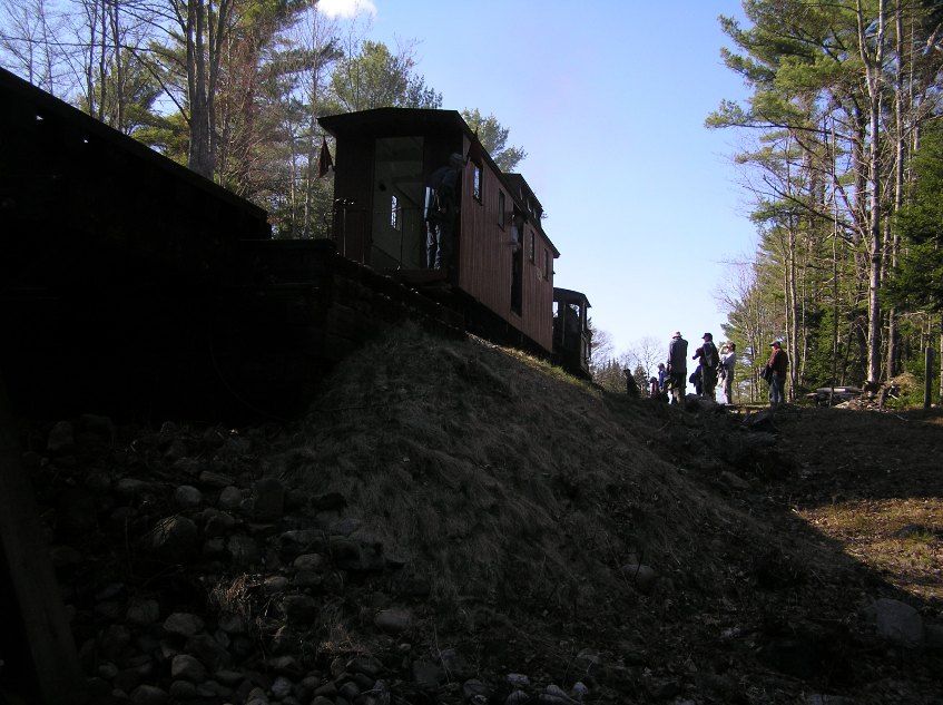 Photo of Engine #10 and caboose departing to the North of Humason Brooke Trestle.