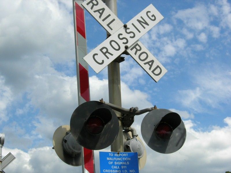 Photo of Bell Post at P&W Railroad crossing in Groton, CT.