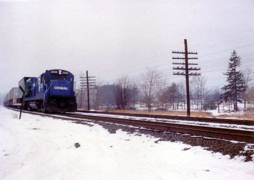 Photo of Front End of Piggyback Train on the Old B&A Line