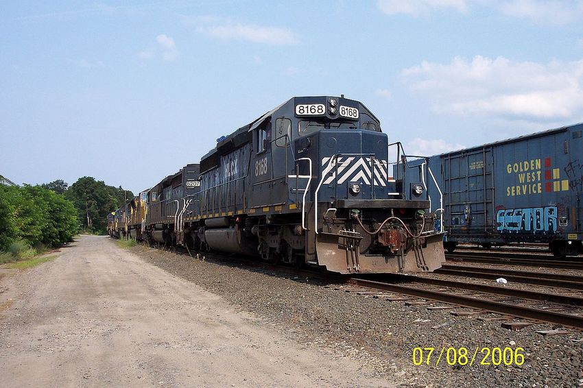 Photo of Front shot of HLCX SD40-2 8168 in Nevins Yard.