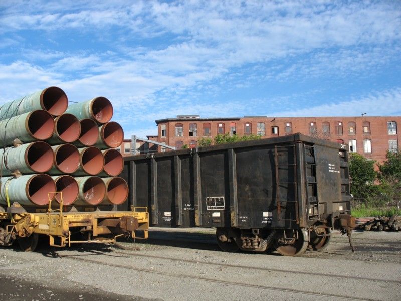 Photo of Banded pipe and scrap pipe in the Pawtucket yards (Boston Railway Terminal)