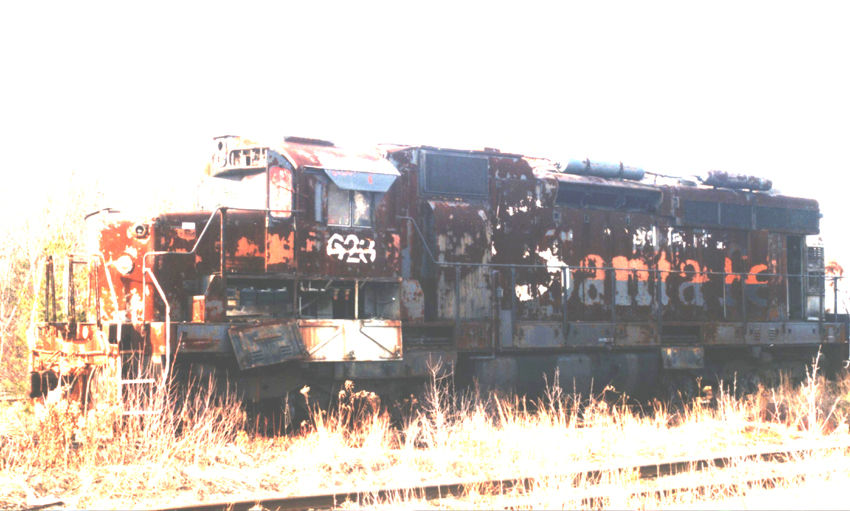 Photo of Dead Santa Fe Engine at North Billerica, MA in the 1980s