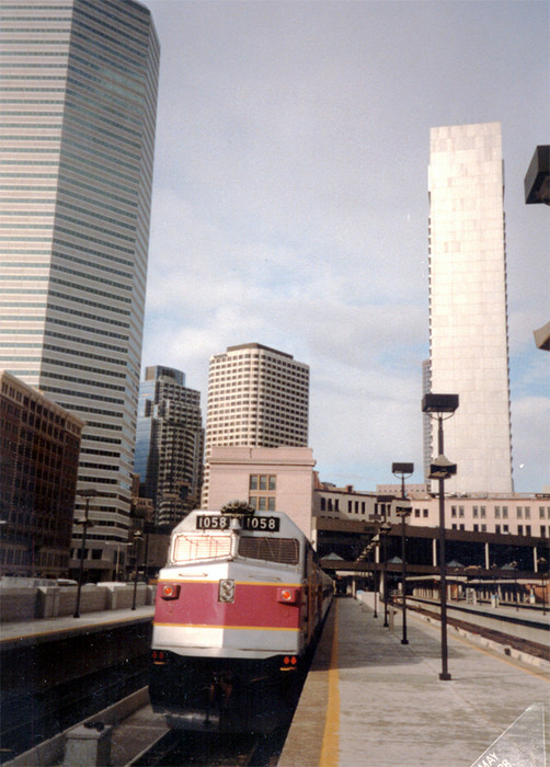 Photo of MBTA Engine #1058 at South Station, Boston, MA in 1988