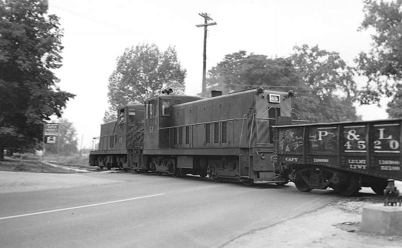 Photo of StJ&LC GE 70-tonners at Swanton, 1955