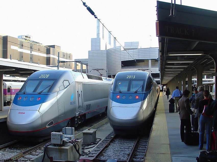 Photo of Twin Acela Trains in Boston MA