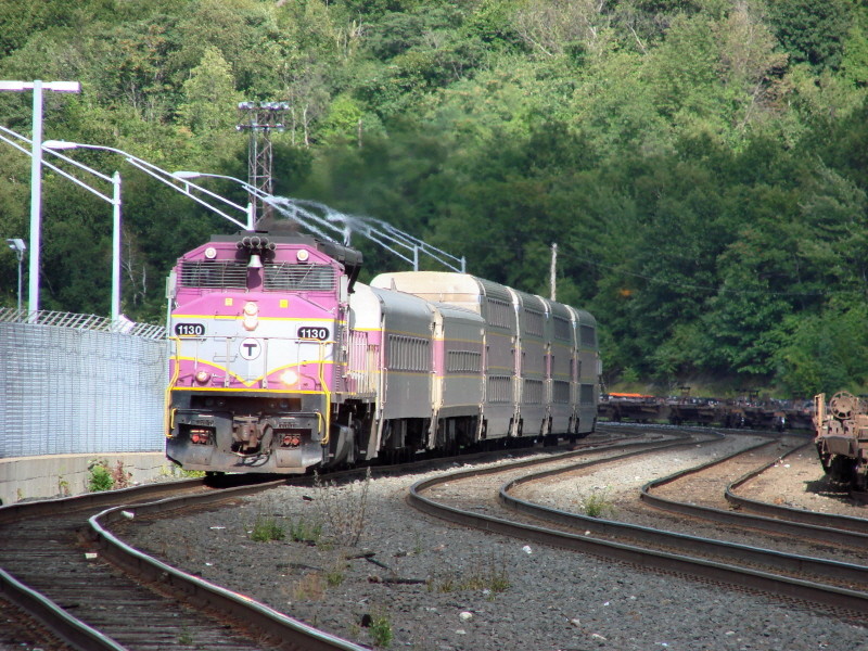 Photo of GP40MC 1130 Leads T Commuter Arriving Worcester