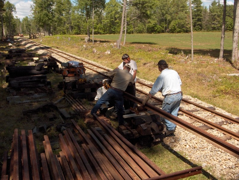 Photo of rail preparation for Columbus Day track work weekend