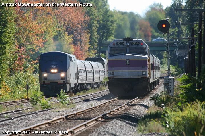 Photo of Amtrak Downeaster #691 meets MBCR #2208