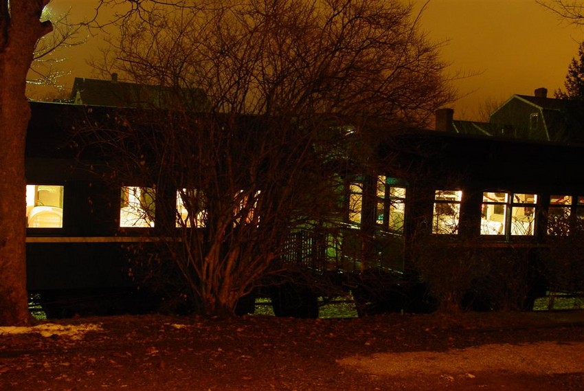 Photo of OCNRR Coaches waiting overnight at Stacy House