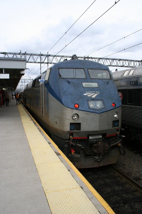 Photo of P42 #3 at the rear of Amtrak 56 looking worse for wear...