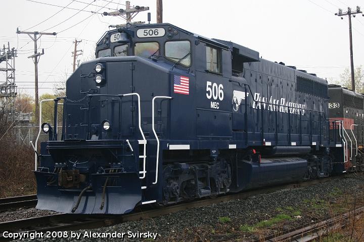 Photo of GP40-2W MEC 506 displays her new Pan Am Railways paint in Lawrence