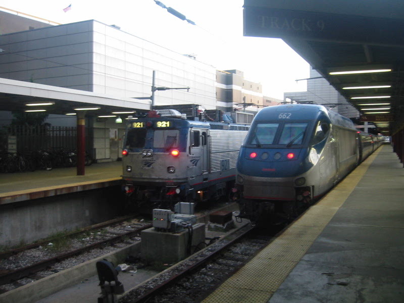 Photo of Amtrak regionals in Boston