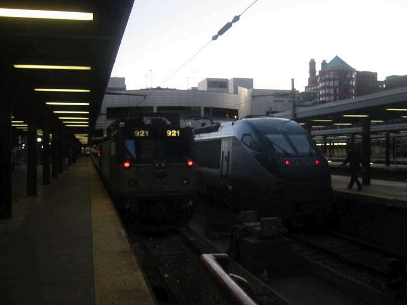 Photo of Amtrak regionals in Boston