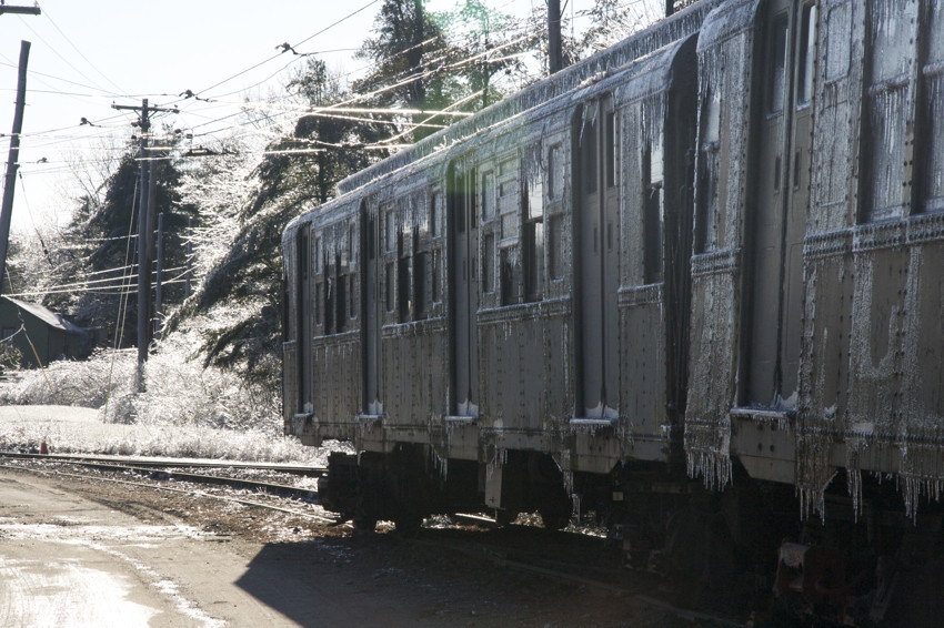 Photo of MTA New York R9s covered in ice