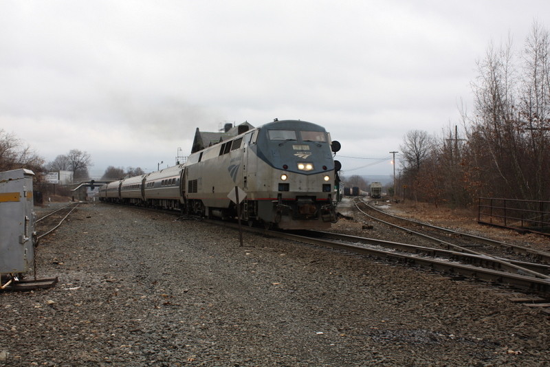 Photo of Amtrak's Vermonter accelerates west in Palmer MA