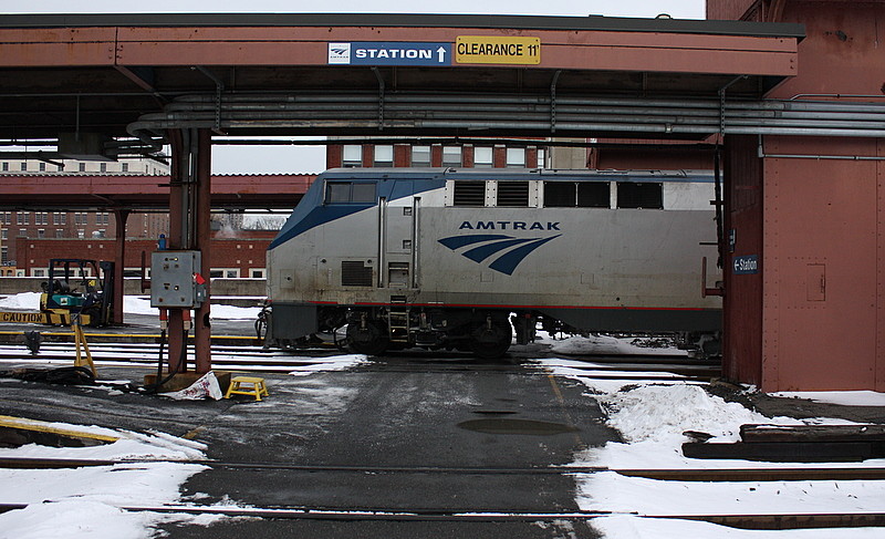 Photo of Amtrak train #57, the southbound Vermonter departs Springfield