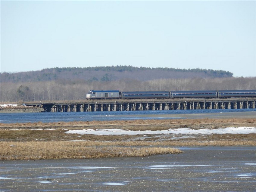 Photo of Amtrak 694 crosses the Nonesuch River