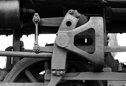 Photo of NPRR gears, abstract @ Kingston Yard, October 1977
