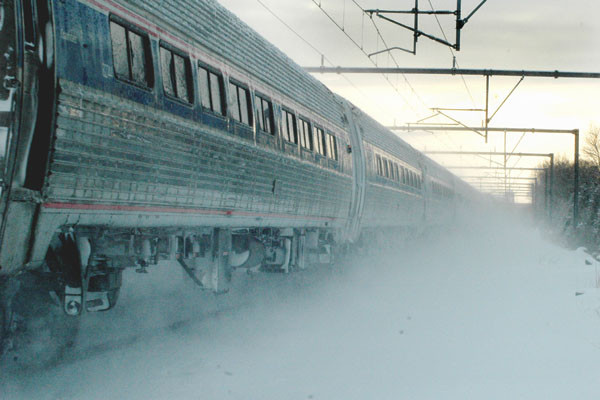 Photo of 4 of 5, Amtrak Regional into Kingston, dusting me with snow...