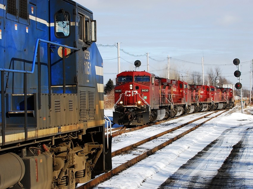 Photo of CPR train 250 rolls a meet with 253 in Rouses Point