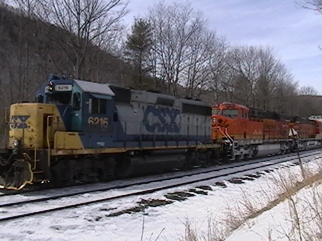 Photo of csx q264 at chester ma with brand new bnsf es44ac's