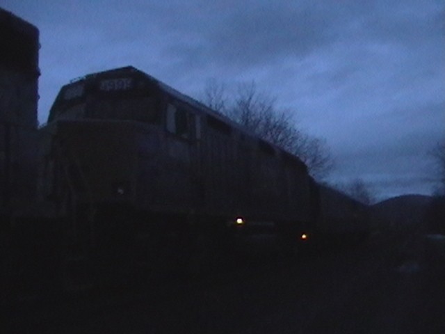 Photo of night time is coming in to pittsfield ma and the test train is sitting at cp147