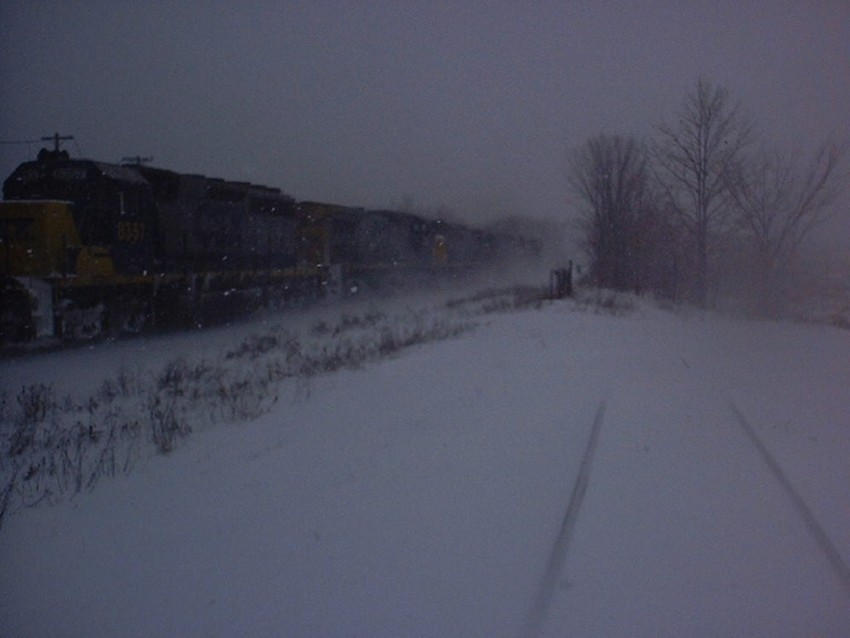 Photo of csx train running late do to the snow storm at pittsfield ma