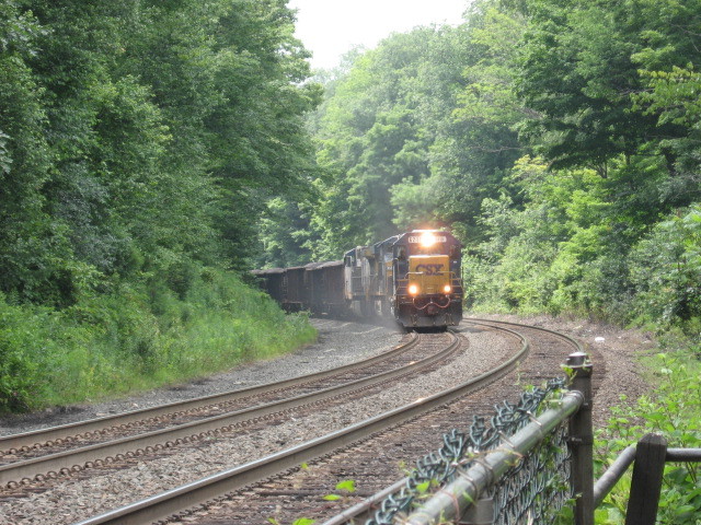Photo of csx loaded coal train v718 at dalton depot a gp40-2 on the lead