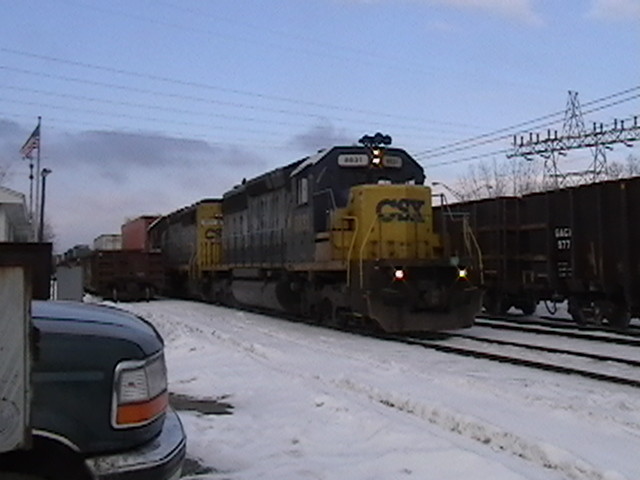 Photo of two csx sd40-2's on q264 pittsfield yard office this being a cold day
