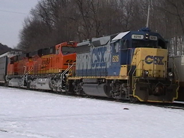 Photo of csx gp40-2 and brand new bnsf es44ac's on q264