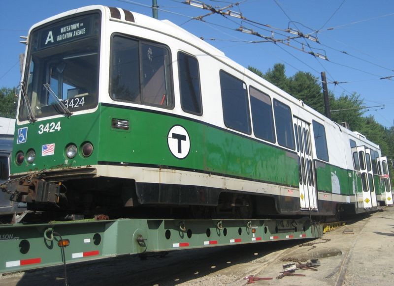 Photo of MBTA Boeing LRV Move to the Seashore Trolley Museum