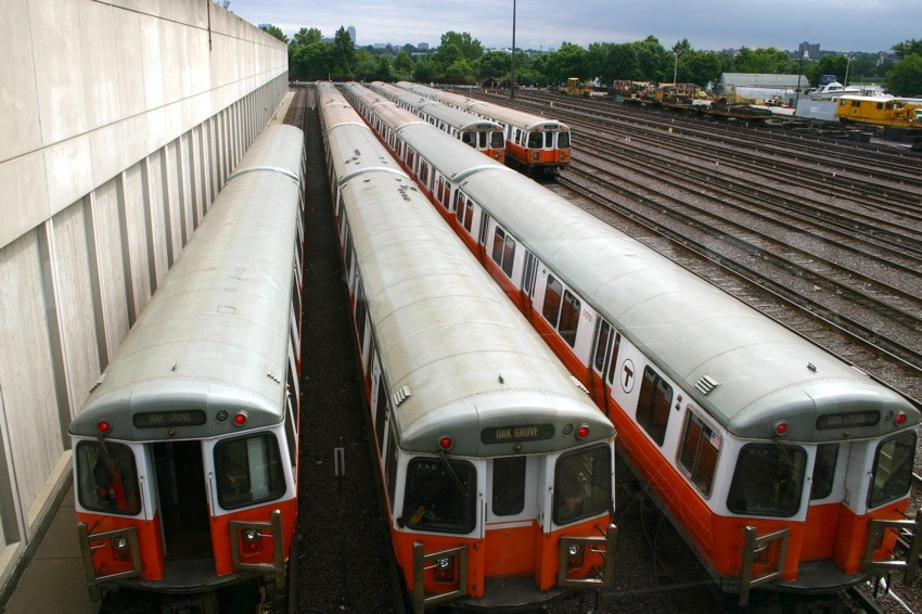 Photo of MBTA Orange Line Trains at the Wellington Yard