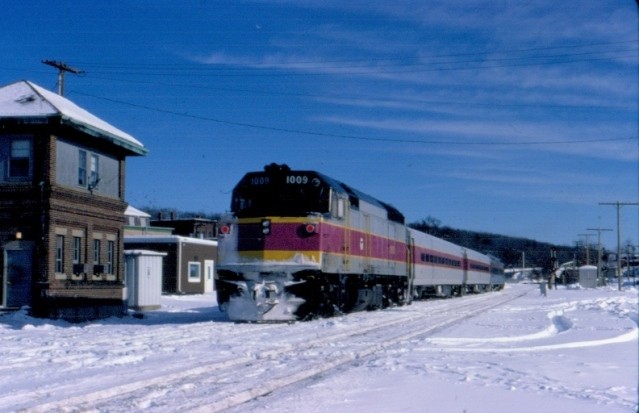 Photo of MBTA commuter train at Ayer tower