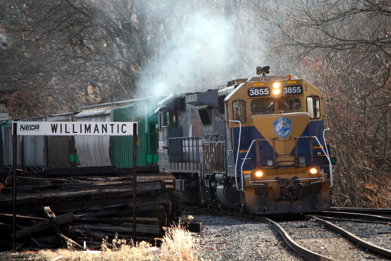 Photo of NECR train 608 arrives in Willimantic Connecticut
