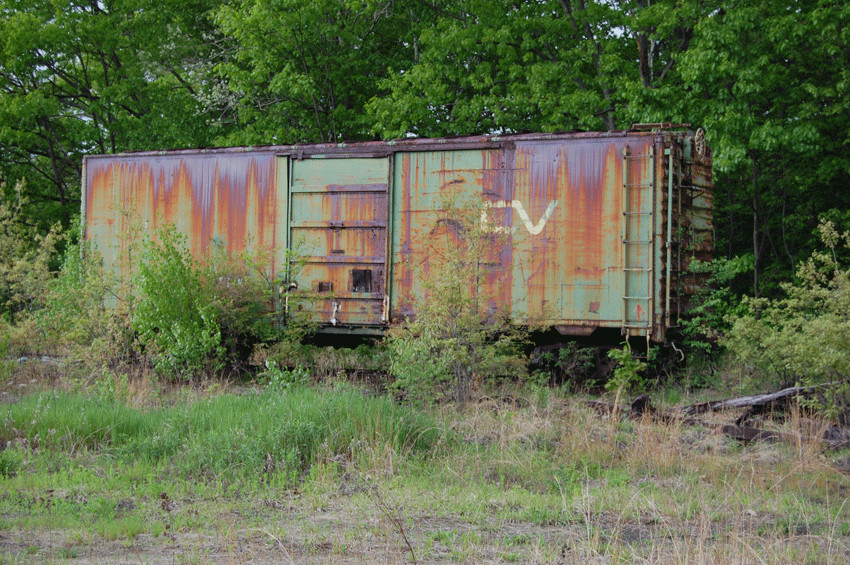Photo of old boxcar at Millers Falls. MA