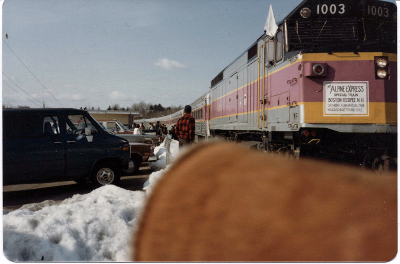 Photo of MBTA's Alpine Express at Dover, NH Feb 26, 1983.