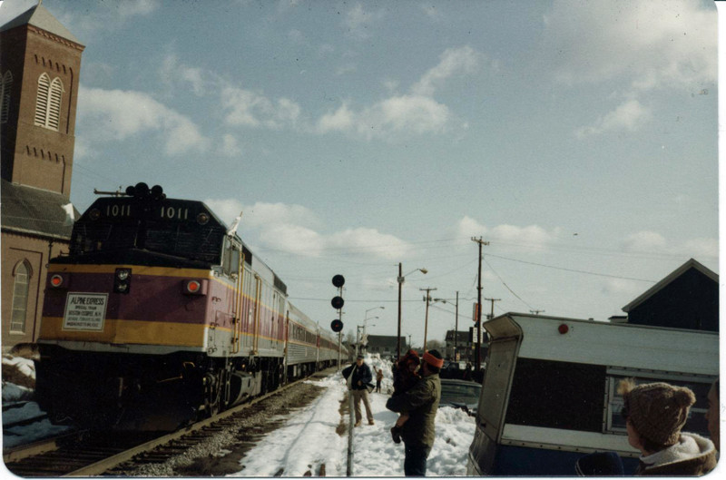 Photo of MBTA's Alpine Express at Dover, NH Feb 26, 1983 #2