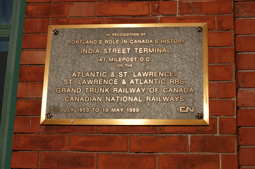 Photo of plaque on the grand trunk office bldg...milepost 0.0
