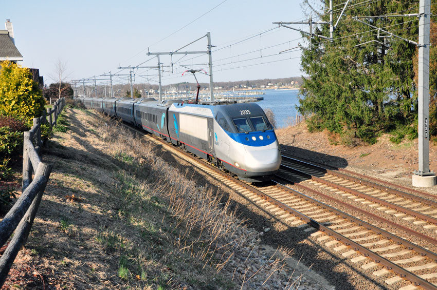 Photo of Amtrak Acela by the Shore