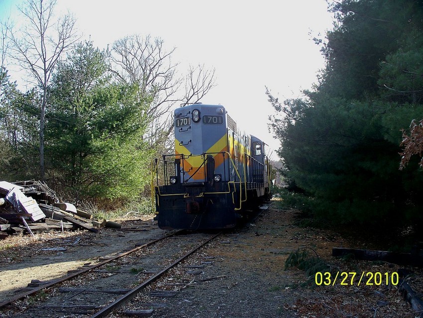 Photo of Back shot of BCLR GP8 1701 on the Millis Industrial Line.